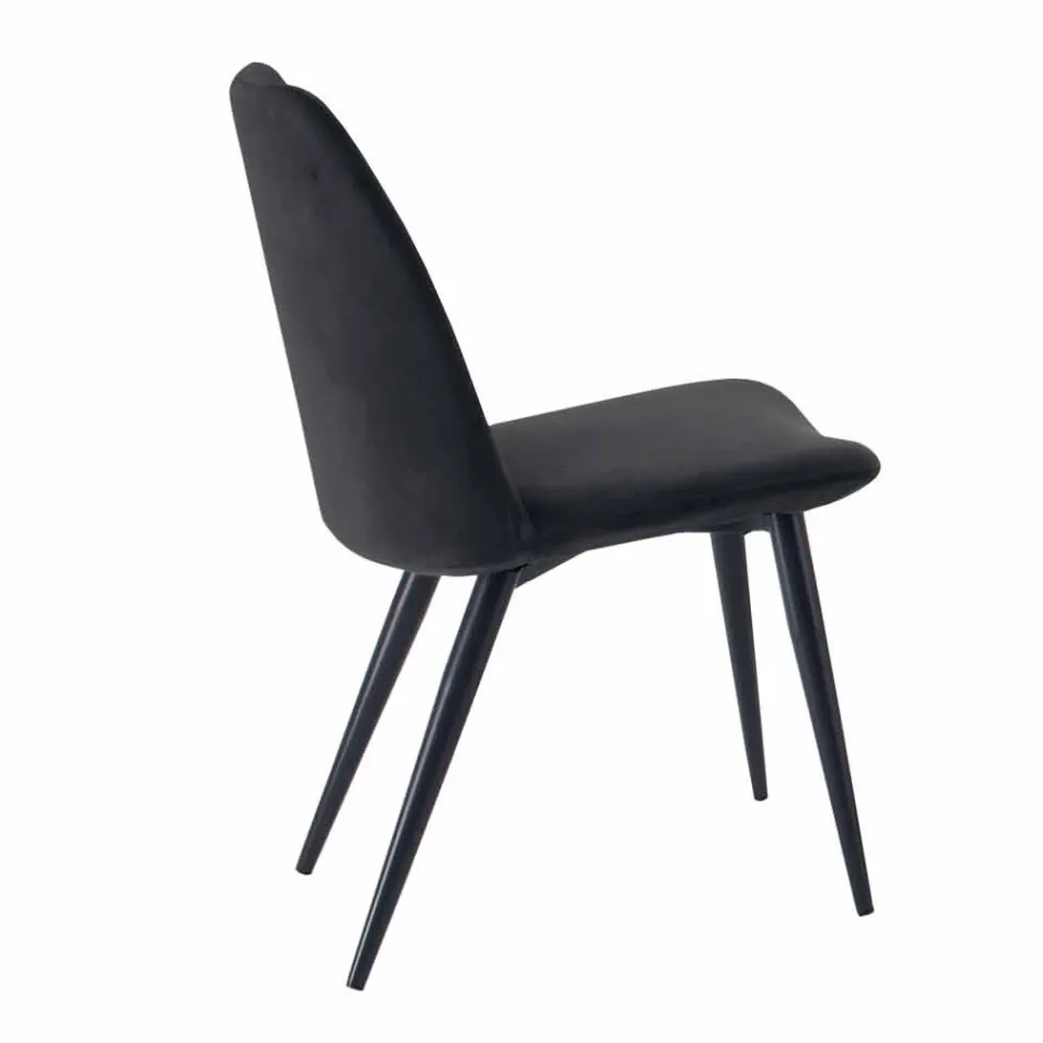 4 gepolsterte Esszimmerstühle mit Samtbezug, hergestellt in Italien – Granella Viadurini