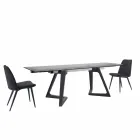 4 gepolsterte Esszimmerstühle mit Samtbezug, hergestellt in Italien – Granella Viadurini