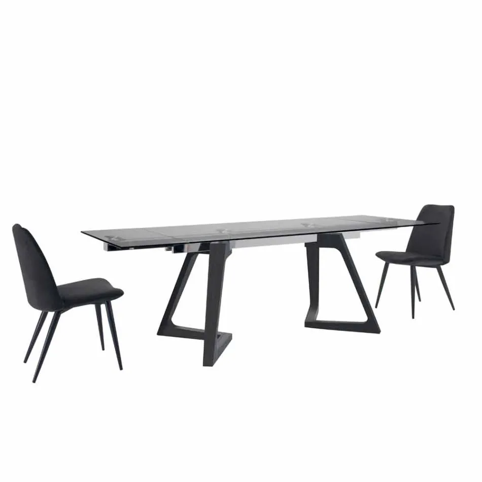 4 gepolsterte Esszimmerstühle mit Samtbezug, hergestellt in Italien – Granella Viadurini