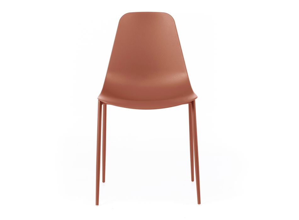 4 Stühle mit Polypropylen-Sitz und Metallbeinen – Mary Viadurini