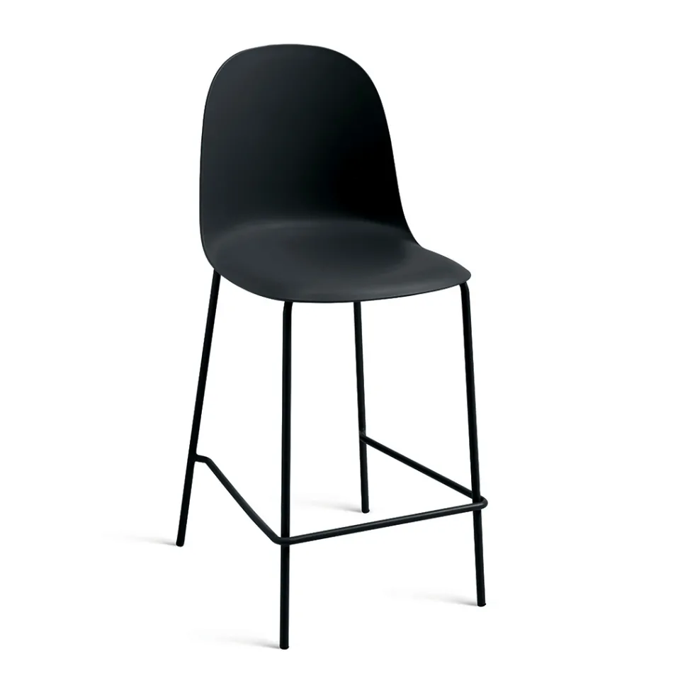 4 Wohnzimmerhocker aus Polypropylen mit Metallgestell - Dinamo Viadurini