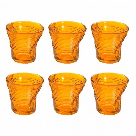 6 zerknitterte Kaffeetassen aus farbigem Designglas - Sarabi Viadurini