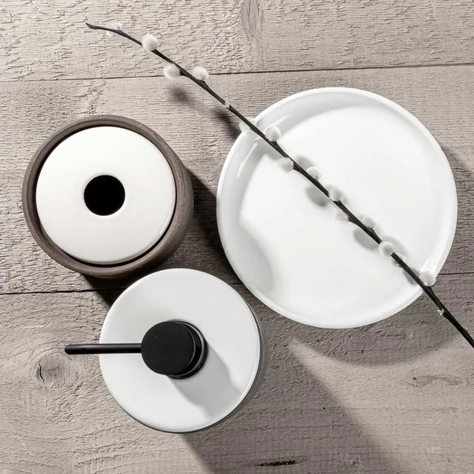 Badezimmerzubehör aus weißem feuerfestem Ton Made in Italy - Antonella Viadurini