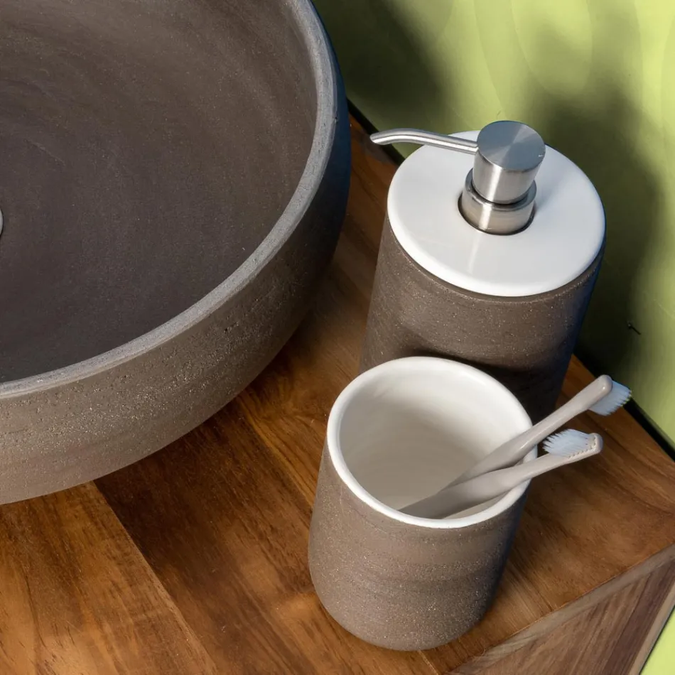 Badezimmerzubehör aus weißem feuerfestem Ton Made in Italy - Antonella Viadurini