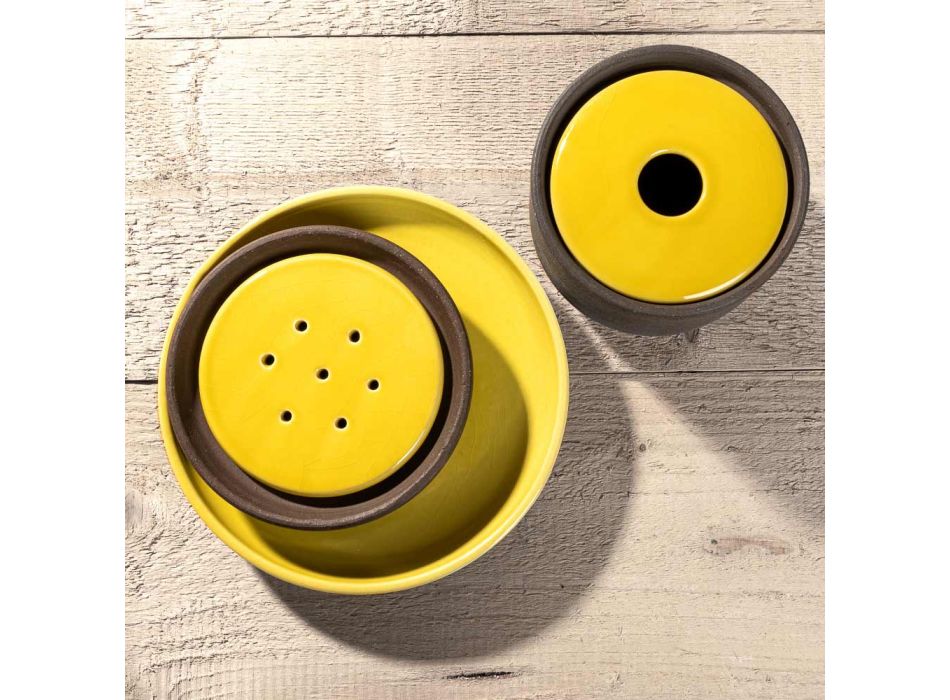 Badezimmerzubehör aus gelbem feuerfestem Ton Made in Italy - Antonella Viadurini