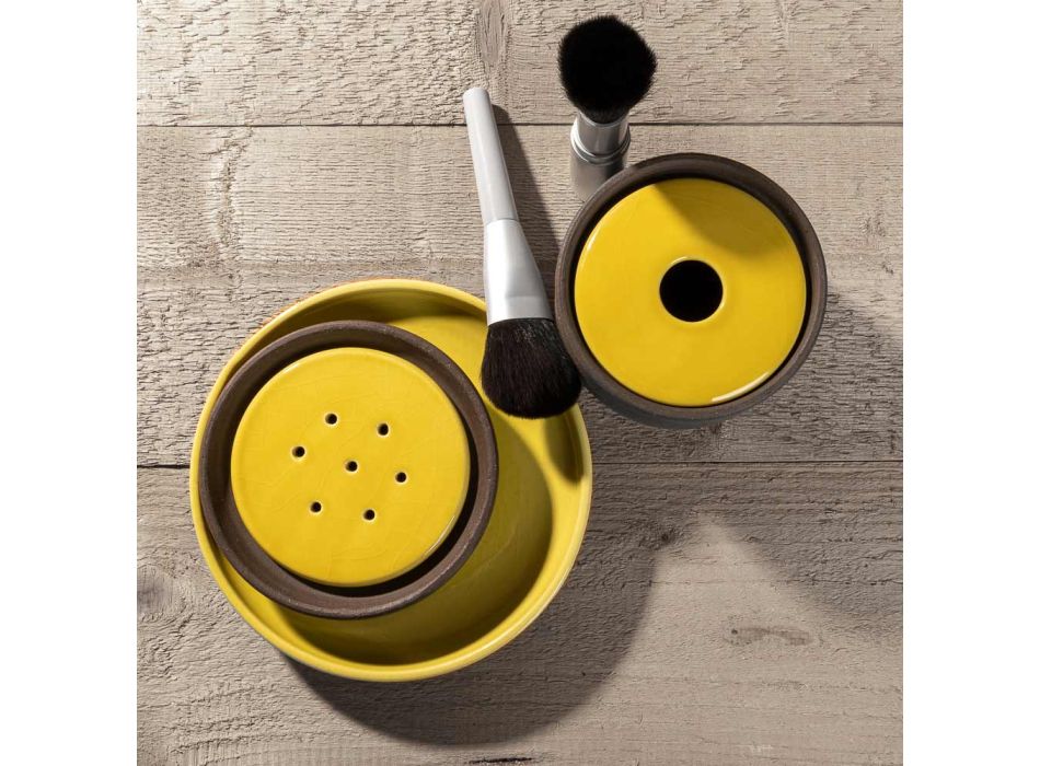 Badezimmerzubehör aus gelbem feuerfestem Ton Made in Italy - Antonella Viadurini