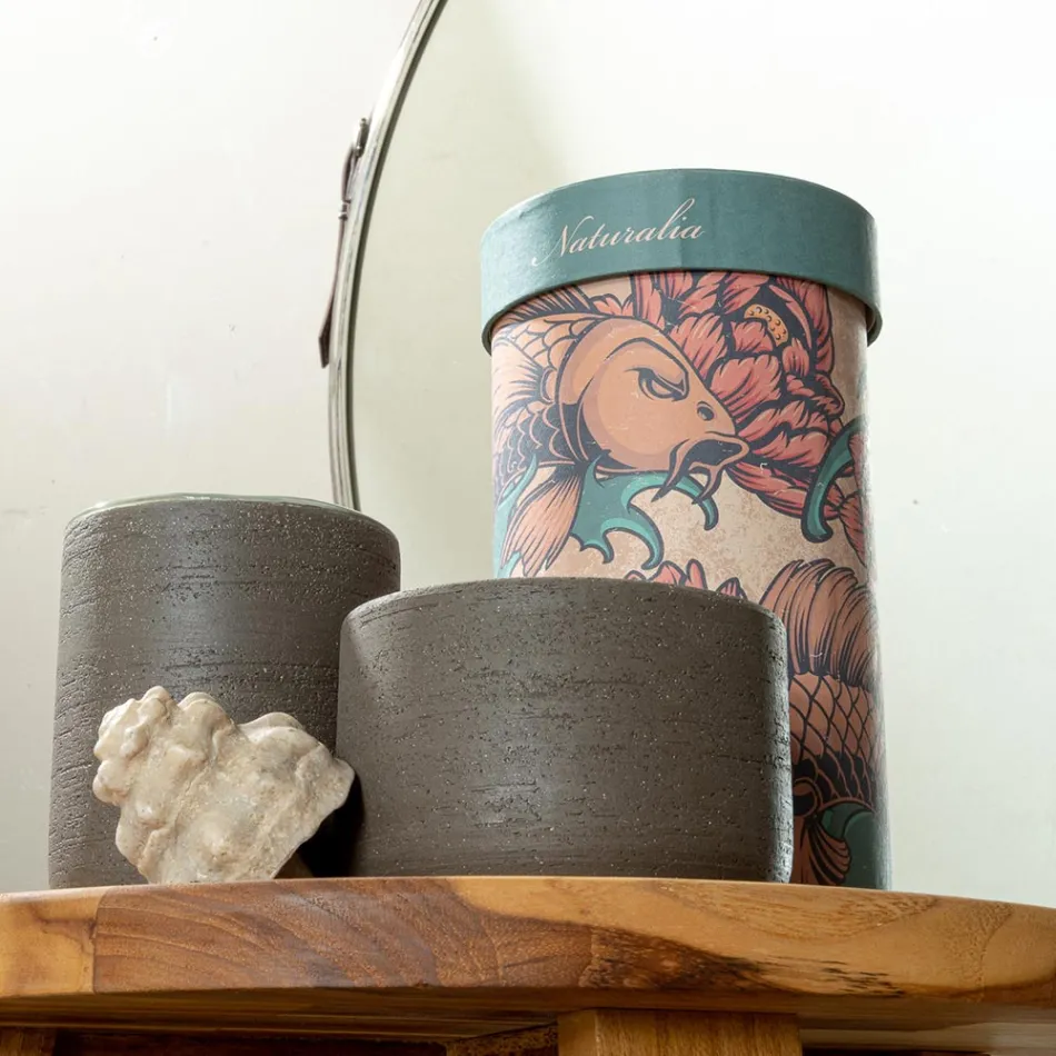 Grüne Badezimmeraccessoires aus feuerfestem Ton Made in Italy - Antonella Viadurini