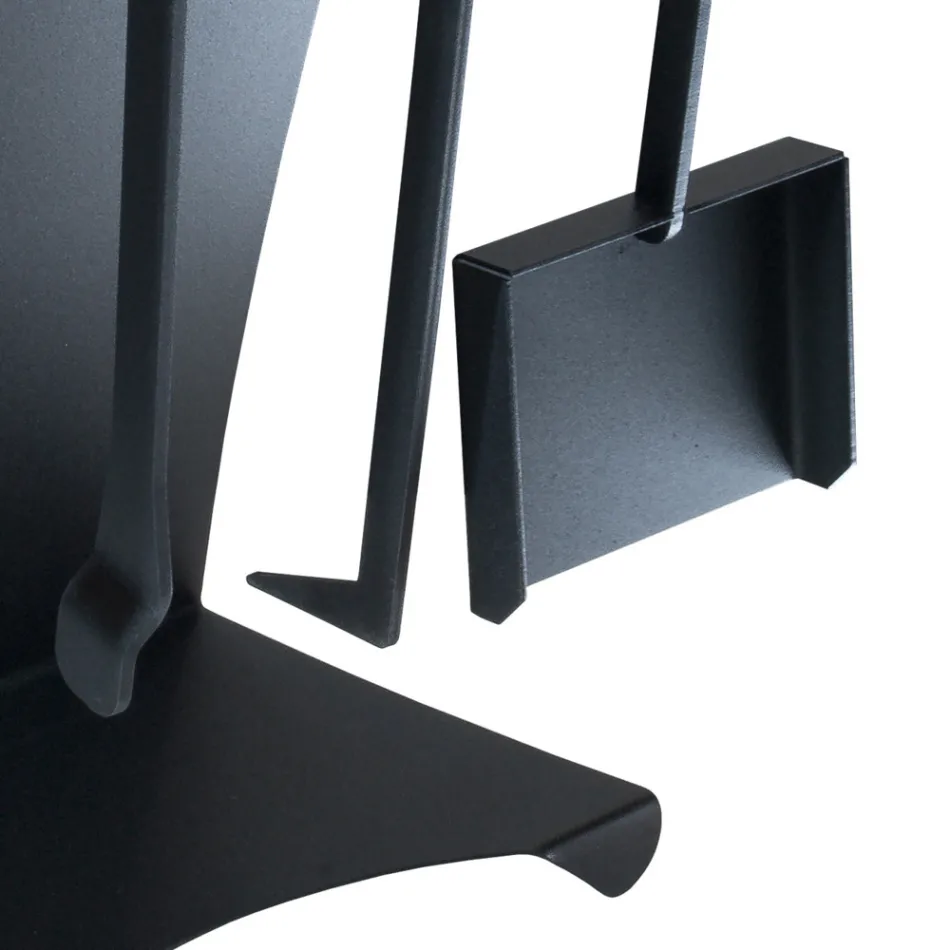 Kaminzubehör aus lackiertem Stahl Made in Italy 3 Stück - Virgil Viadurini