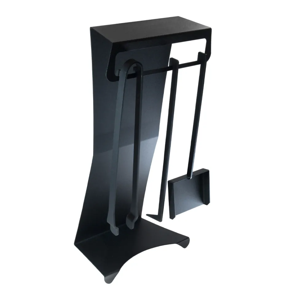 Kaminzubehör aus lackiertem Stahl Made in Italy 3 Stück - Virgil Viadurini