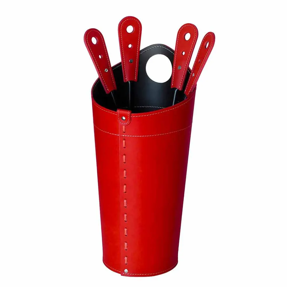 Kaminzubehör mit Nilar Lederhaltern, modernes Design Viadurini