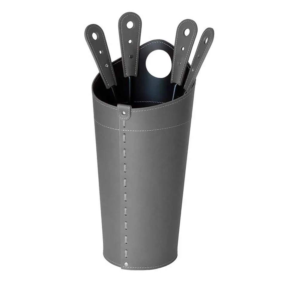 Kaminzubehör mit Nilar Lederhaltern, modernes Design Viadurini