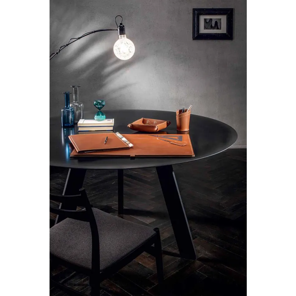 Schreibtischzubehör aus regeneriertem Leder 5 Stück Made in Italy - Aristoteles Viadurini