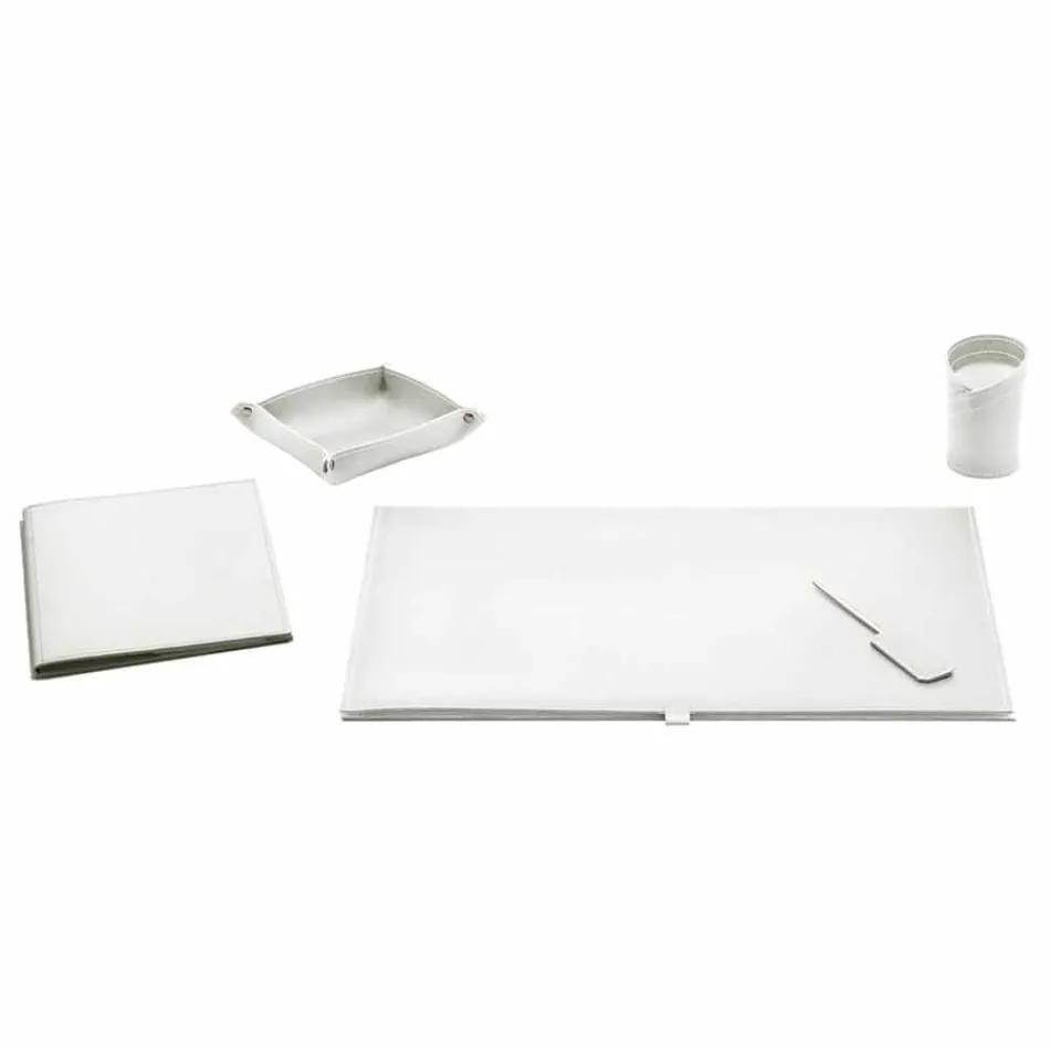 Schreibtischzubehör aus regeneriertem Leder 5 Stück Made in Italy - Aristoteles Viadurini