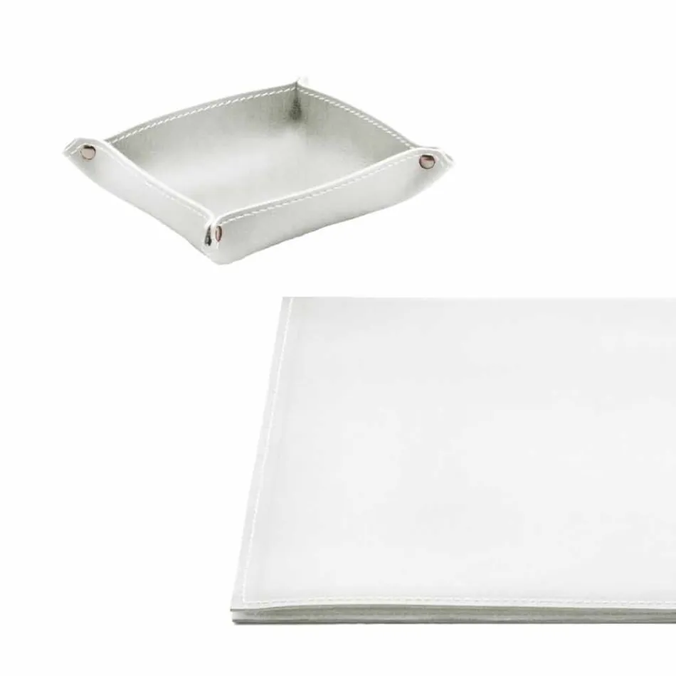 Schreibtischzubehör aus regeneriertem Leder 5 Stück Made in Italy - Aristoteles Viadurini