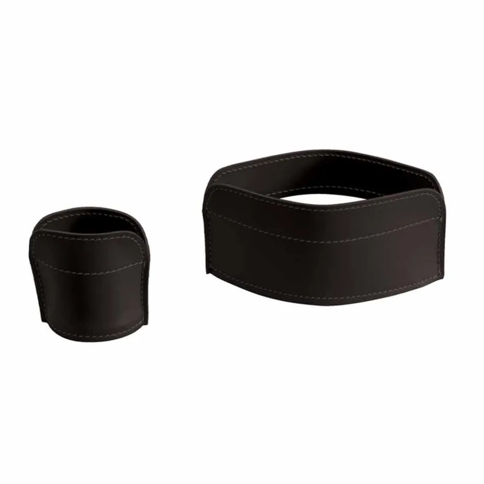 4-teiliges Schreibtischzubehör aus regeneriertem Leder Made in Italy - Ebe Viadurini