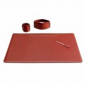 Zubehör für Schreibtisch aus Leder, 4 Stück, Made in Italy - Ebe