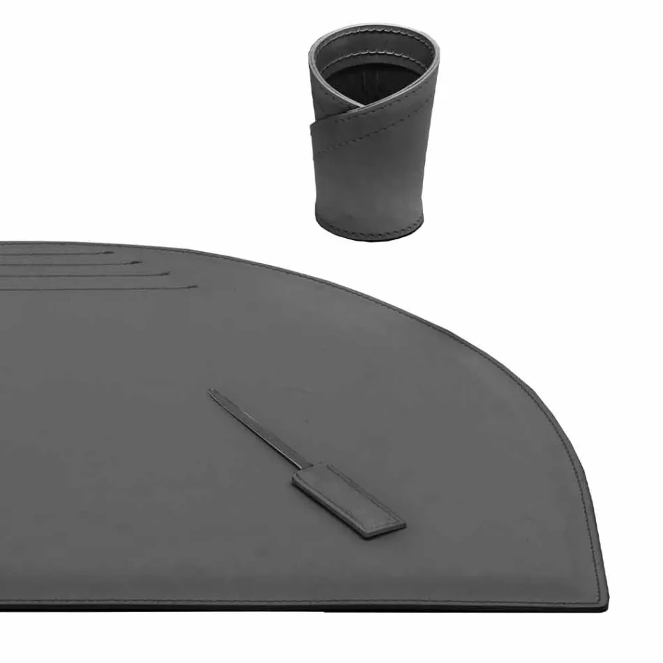 Schreibtischzubehör aus regeneriertem Leder 4 Stück Made in Italy - Medea Viadurini