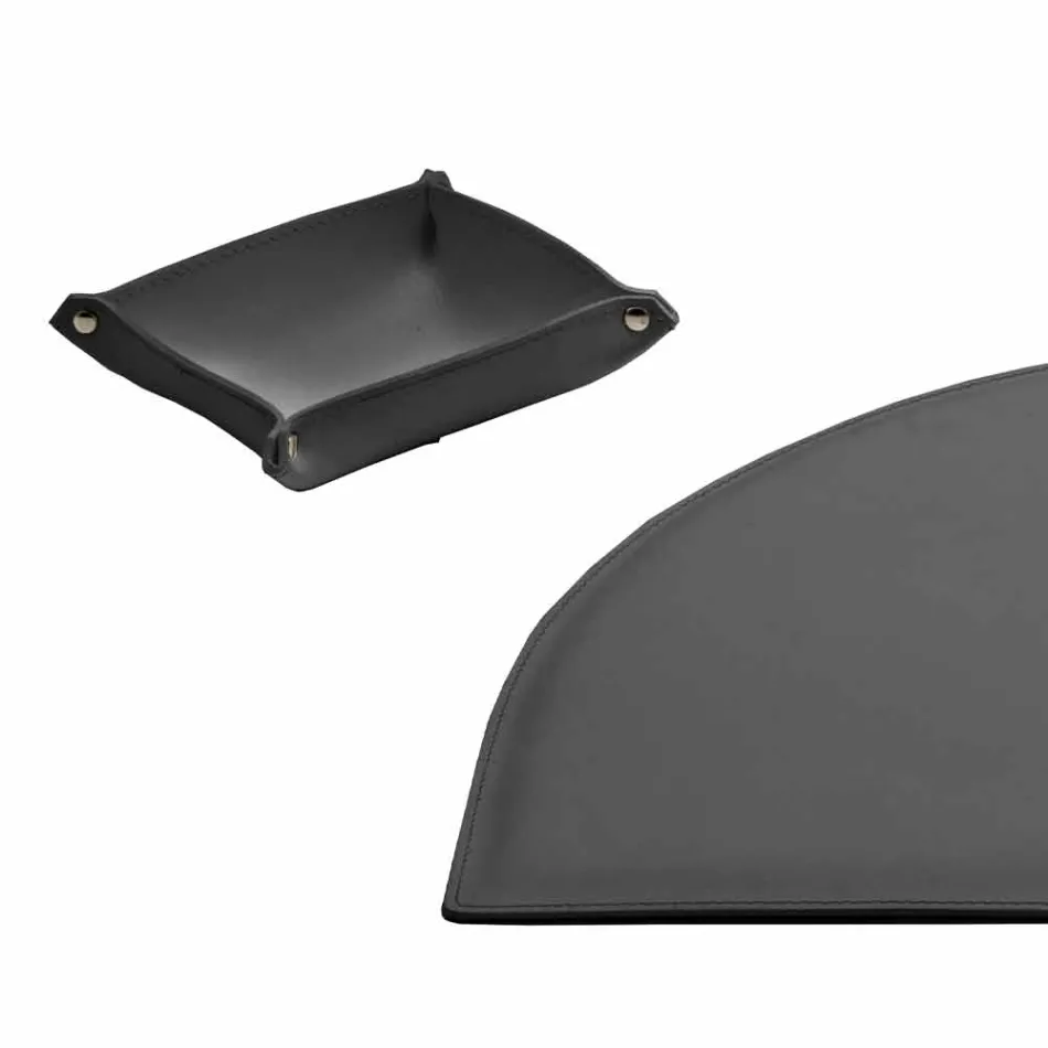 Schreibtischzubehör aus regeneriertem Leder 4 Stück Made in Italy - Medea Viadurini