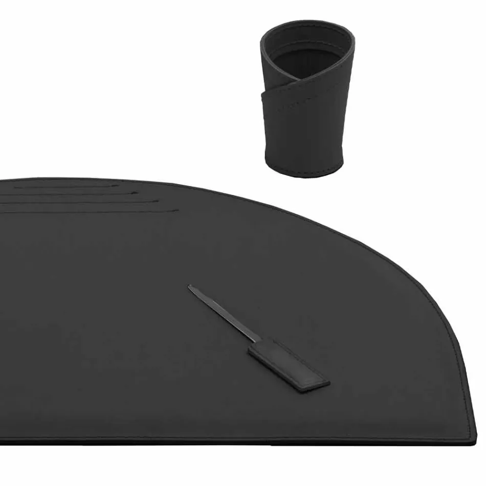 Schreibtischzubehör aus regeneriertem Leder 4 Stück Made in Italy - Medea Viadurini