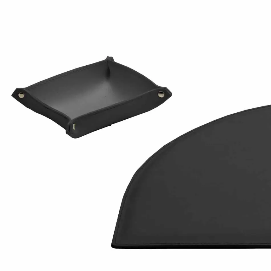 Schreibtischzubehör aus regeneriertem Leder 4 Stück Made in Italy - Medea Viadurini