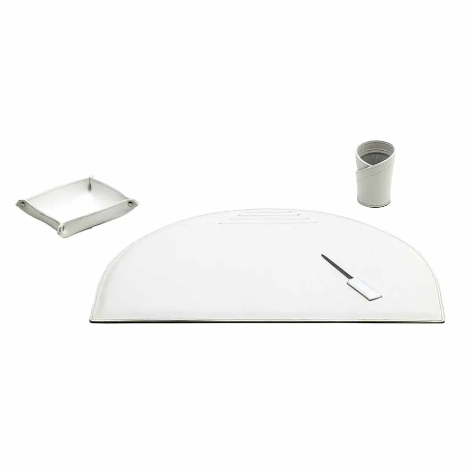 Schreibtischzubehör aus regeneriertem Leder 4 Stück Made in Italy - Medea Viadurini