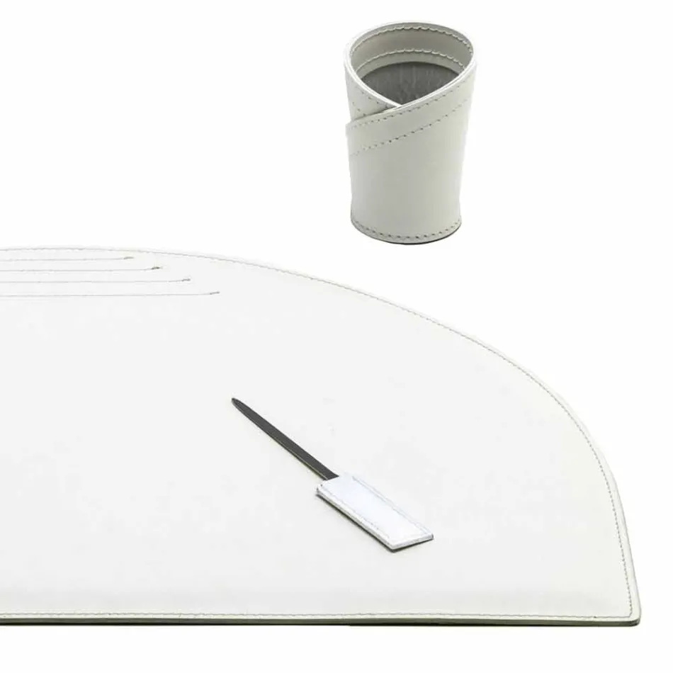 Schreibtischzubehör aus regeneriertem Leder 4 Stück Made in Italy - Medea Viadurini
