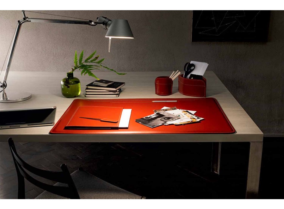 Schreibtischzubehör aus regeneriertem Leder 5 Stück Made in Italy - Ebe