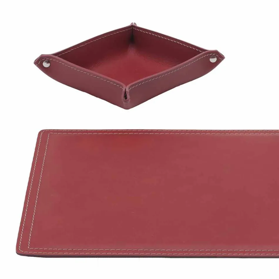 Zubehör 4-teiliger Schreibtisch aus regeneriertem Leder Made in Italy - Ascanio Viadurini