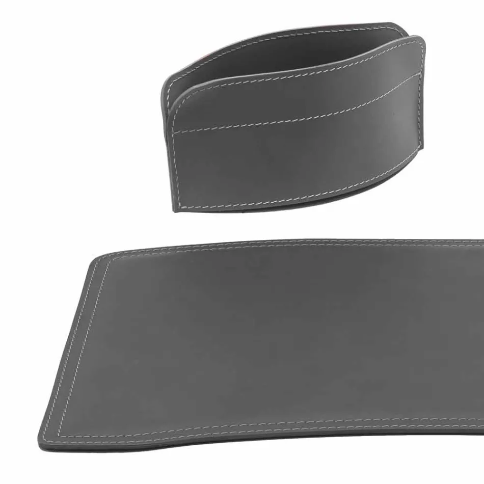 Zubehör 4 Stück Schreibtisch aus regeneriertem Leder Made in Italy - Brando Viadurini