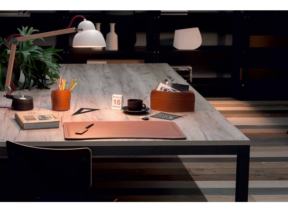 Zubehör 4 Stück Schreibtisch aus regeneriertem Leder Made in Italy - Brando Viadurini