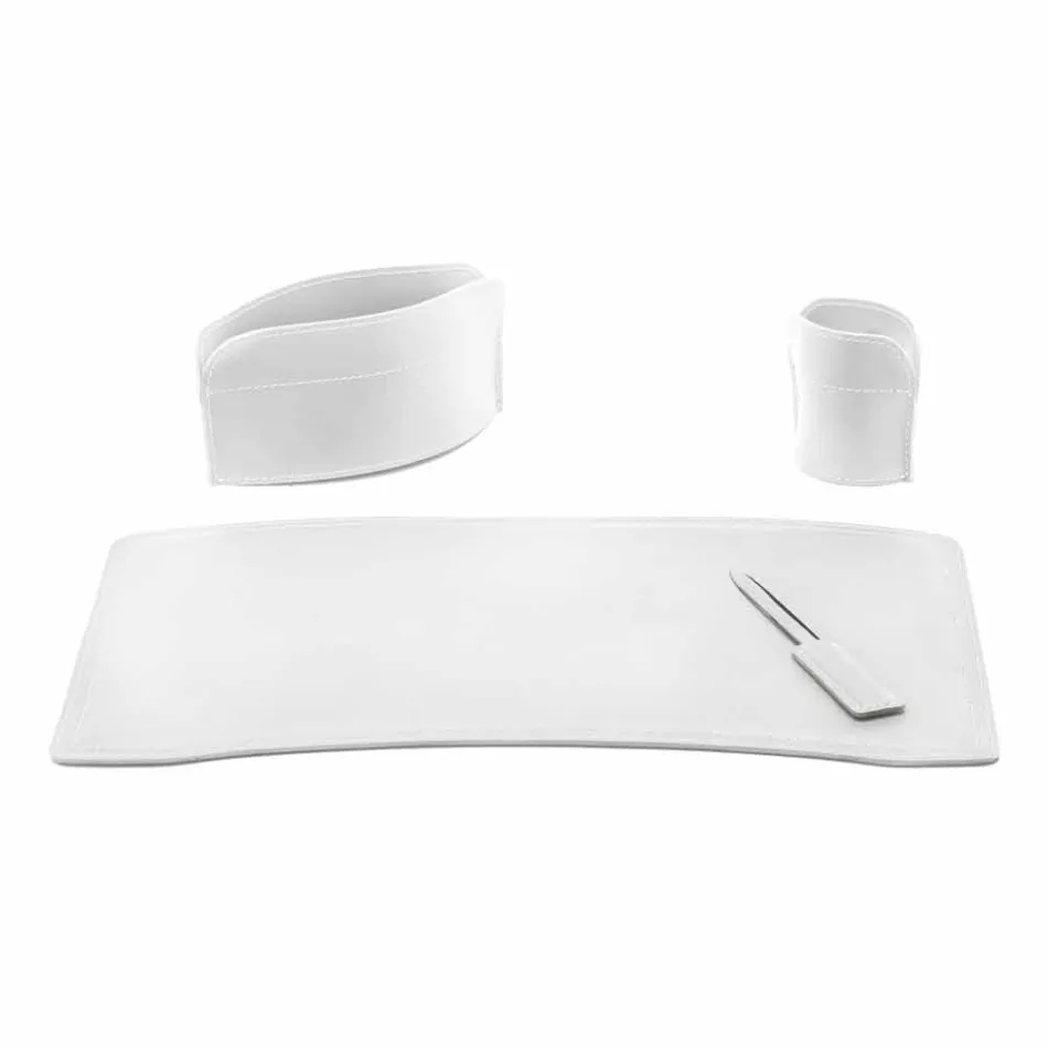 Zubehör 4 Stück Schreibtisch aus regeneriertem Leder Made in Italy - Brando Viadurini