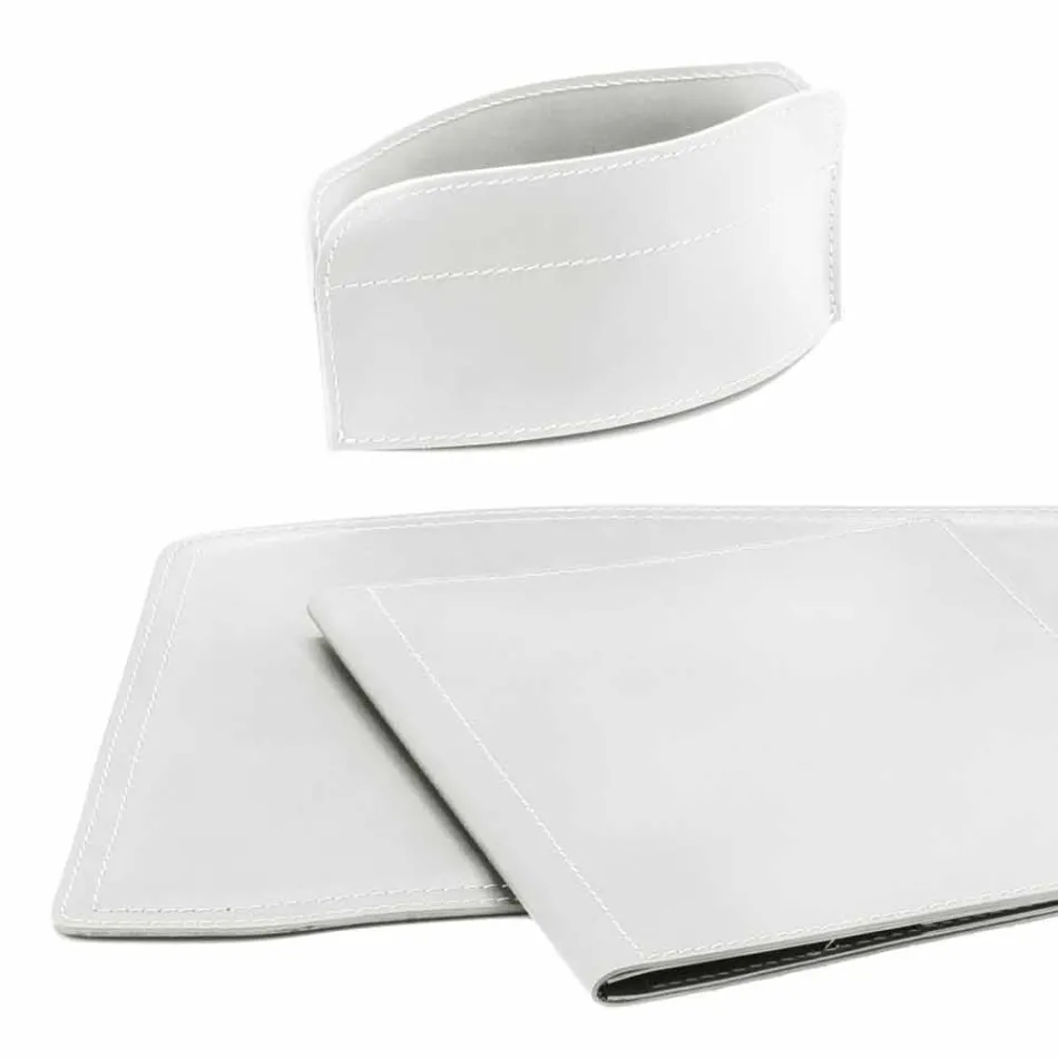 Zubehör 5-teiliger Schreibtisch aus regeneriertem Leder Made in Italy - Brando Viadurini