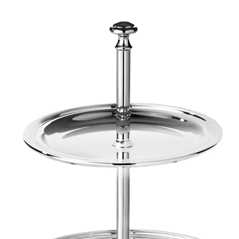 Ständer für Süßigkeiten, Kuchen, 2-stöckiges Buffet aus luxuriösem versilbertem Metall - Gengo Viadurini