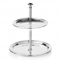Ständer für Süßigkeiten, Kuchen, 2-stöckiges Buffet im Design Silver Metal - Gengo