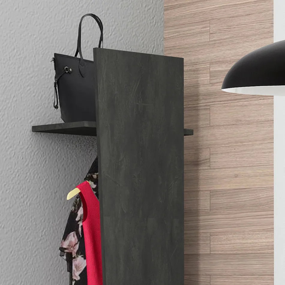 Design-Garderobe für den Eingangsbereich aus weißem Holz, Schiefer oder Beton - Fjona Viadurini