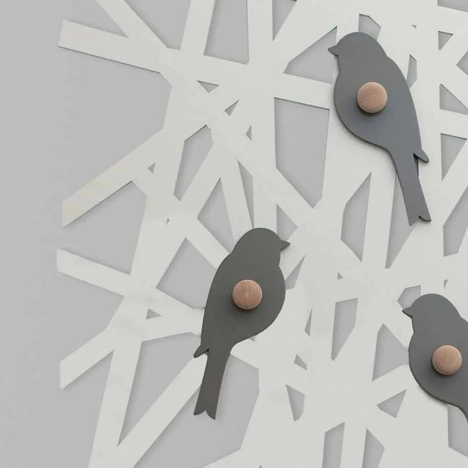 Wandgarderobe aus farbigem Holz mit modernem Design - Alberuccell Viadurini