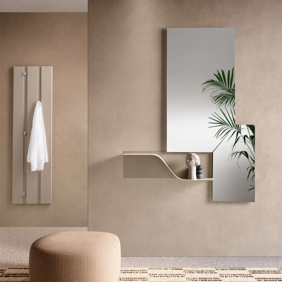 Wandgarderobe aus lackiertem Melamin mit fünf Metallhaken - Lunis Viadurini