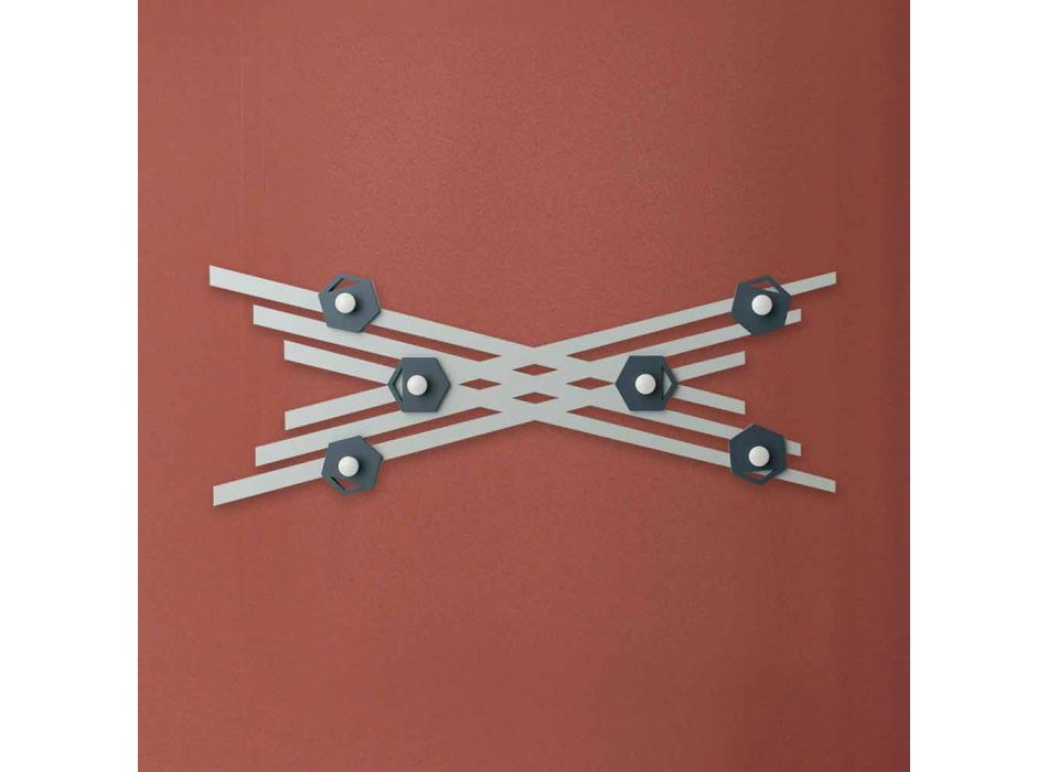 Modernes Design Wandgarderobe aus farbig lackiertem Holz - Picassino Viadurini