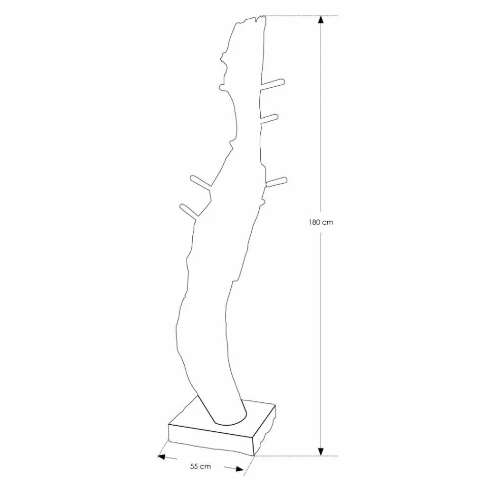 Kleiderständer mit Struktur und Haken aus massivem Teakholz - Tanne Viadurini