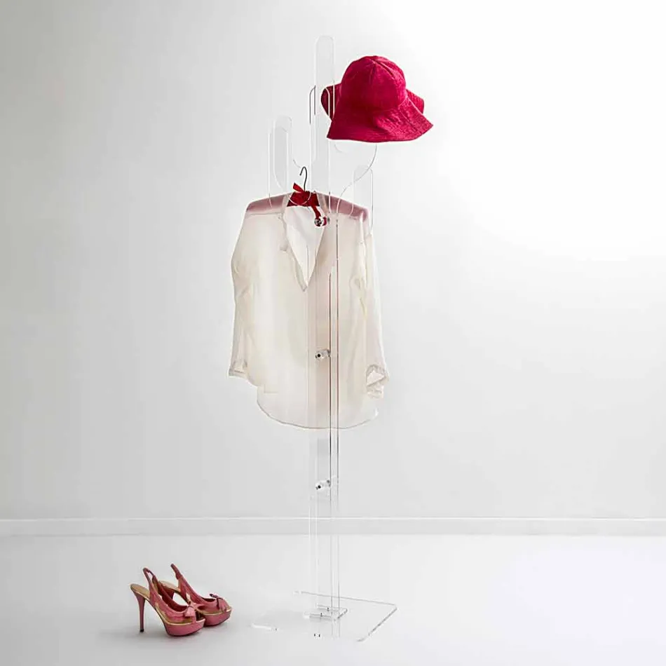 Boden-Kleiderbügel des transparenten Entwurfs des Kaktus transparenten, hergestellt in Italien Viadurini