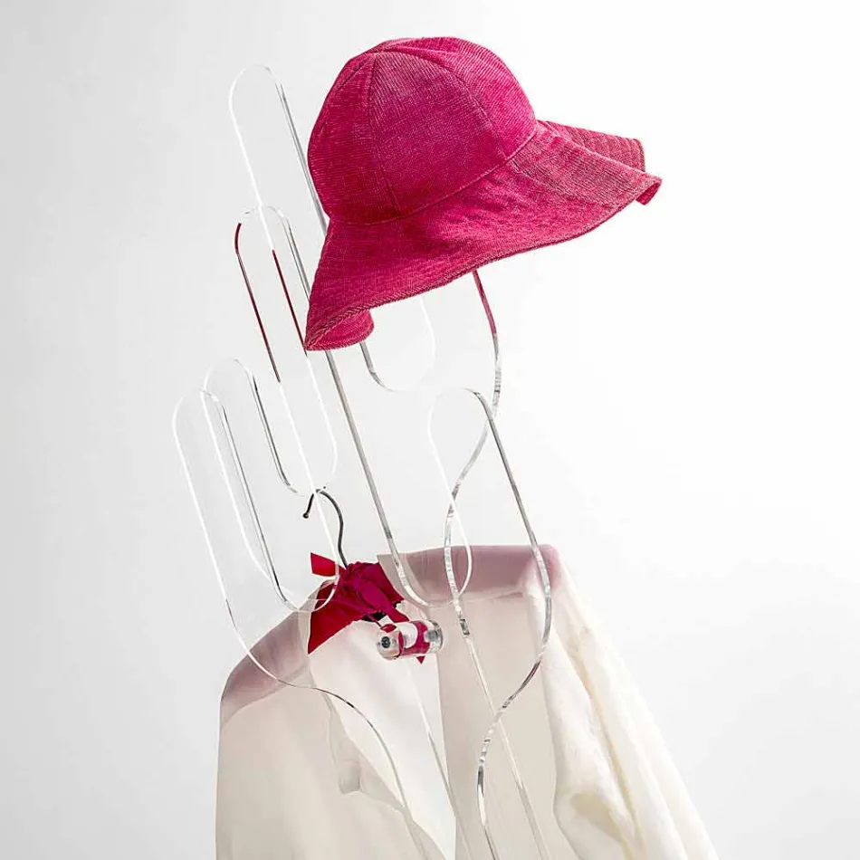 Boden-Kleiderbügel des transparenten Entwurfs des Kaktus transparenten, hergestellt in Italien Viadurini