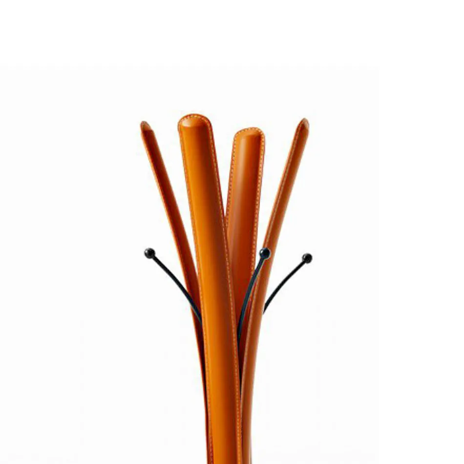 Modernes Design Kleiderbügel aus schwarzem Stahl mit Lederbezug - Natur Viadurini