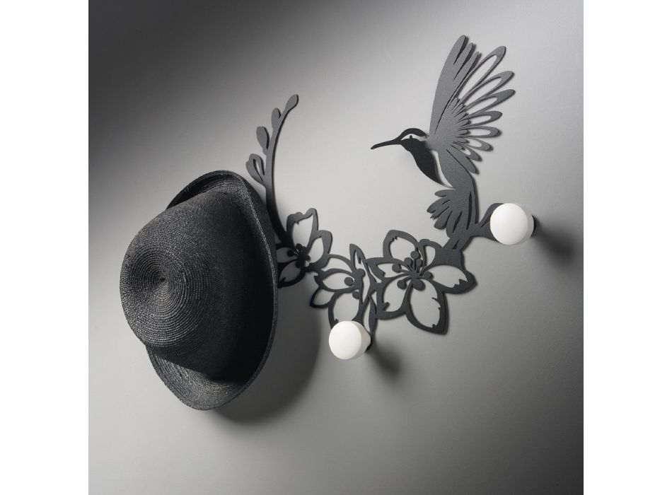 Kleiderbügel aus Eisen mit Kolibri-Dekoration, hergestellt in Italien – Schlüssel Viadurini