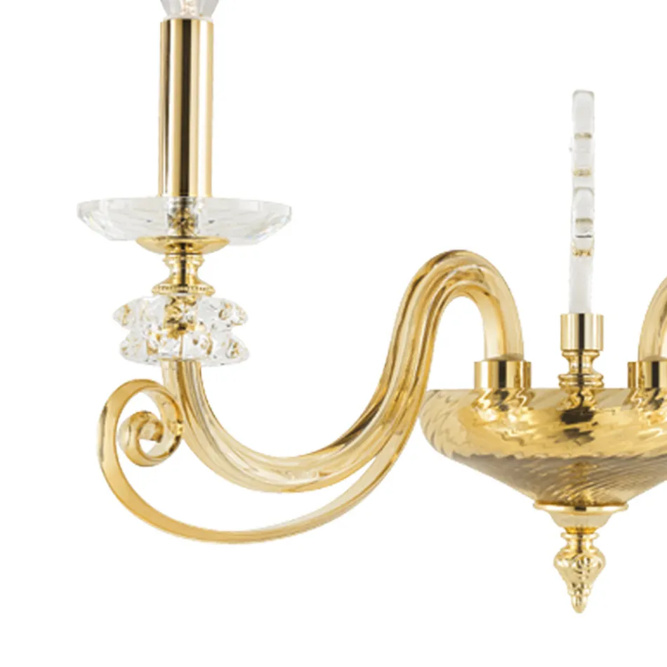 Wandleuchte mit 2 Lichtern aus mundgeblasenem Glas und klassischem optischem Luxuskristall - Cassea Viadurini