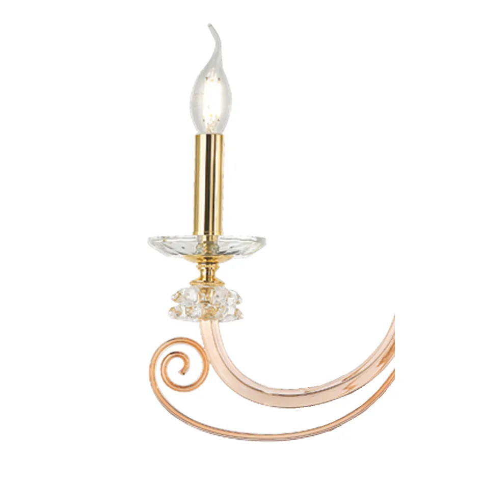 Wandleuchte mit 2 Lichtern aus mundgeblasenem Glas und klassischem optischem Luxuskristall - Cassea Viadurini