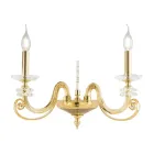 Wandleuchte mit 2 Lichtern aus mundgeblasenem Glas und klassischem optischem Luxuskristall - Cassea Viadurini
