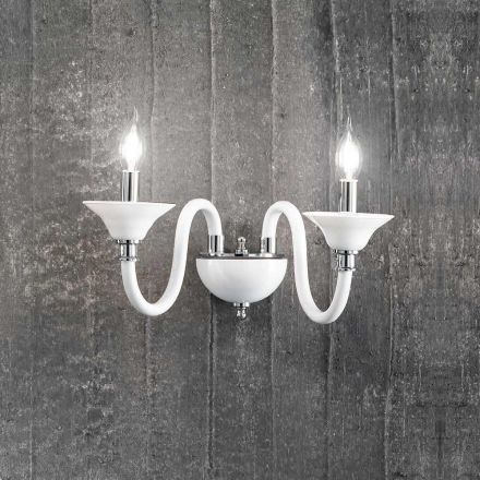 2-flammige Wandlampe im klassischen italienischen Stil aus handwerklichem Glas - Mindful Viadurini