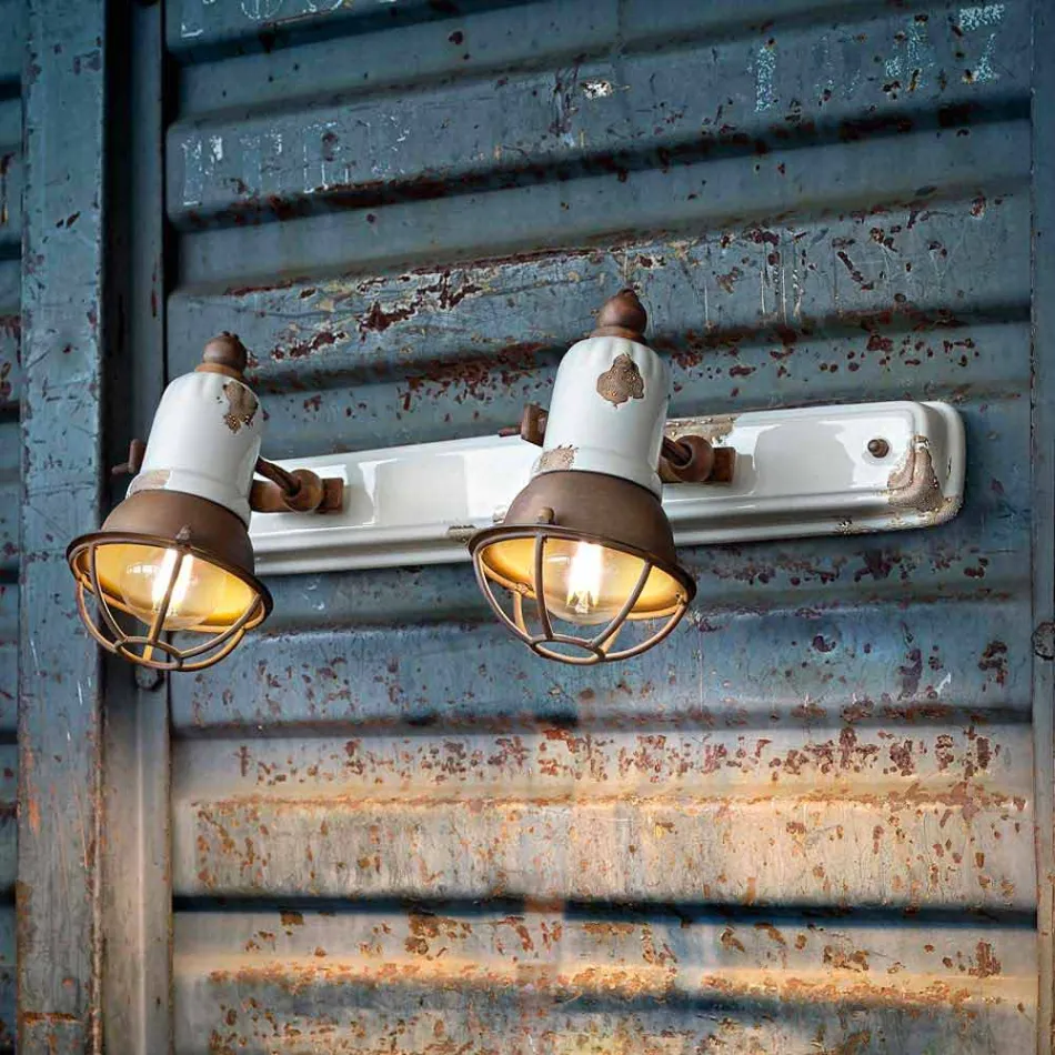 Applique zwei Scheinwerfer Amelia Ferroluce Handwerk Viadurini