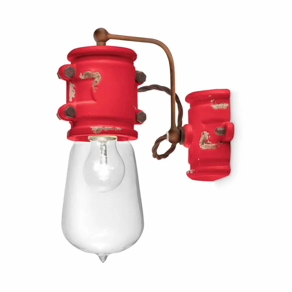 Applikationen urbanen Stil Scheinwerfer in Handwerk Keramik Beth Ferroluce Viadurini