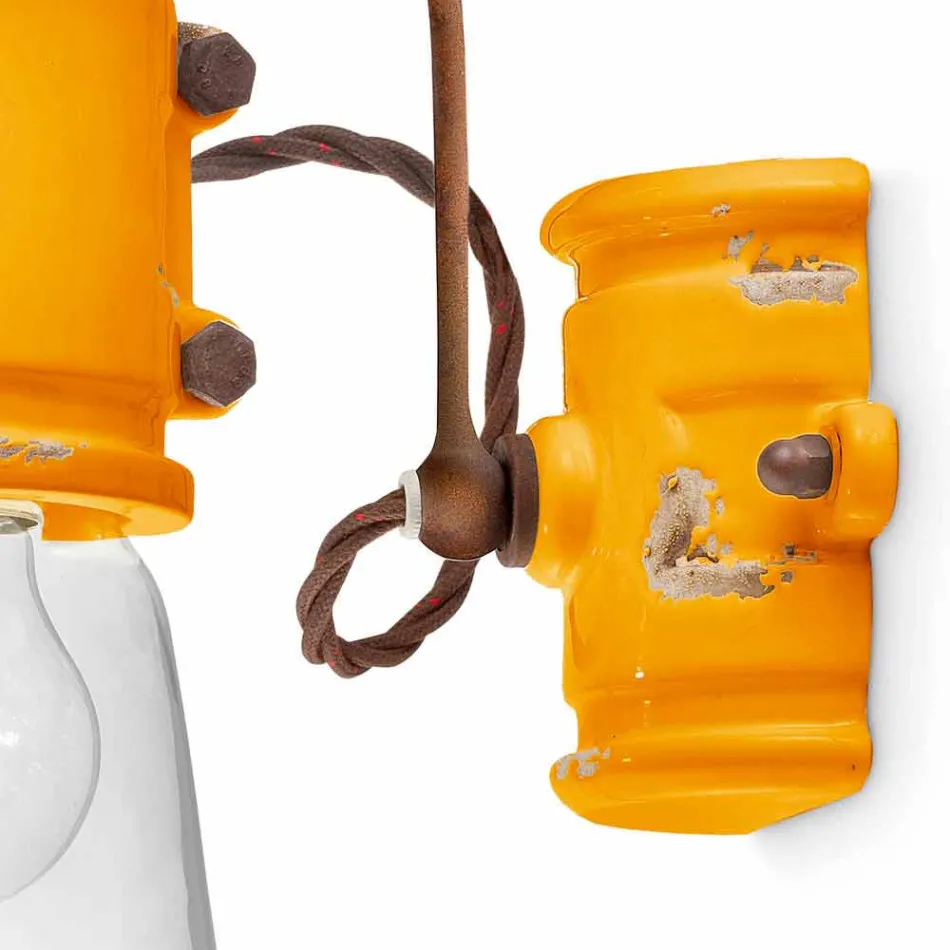 Applikationen urbanen Stil Scheinwerfer in Handwerk Keramik Beth Ferroluce Viadurini